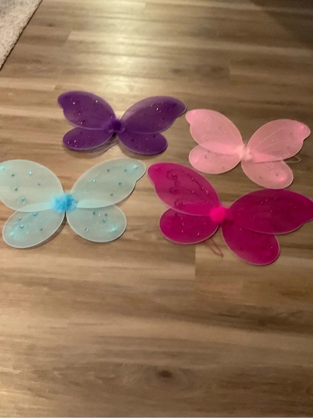 Set of 4 Kids Butterfly/fairy Wings - Purple, Pink, Light Blue, Magenta